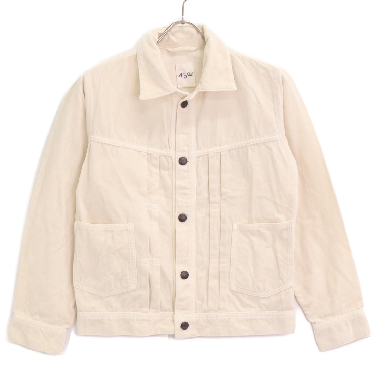 45R 8121038 White Velour Corduroy 908G Jean Jacket 2 Women's