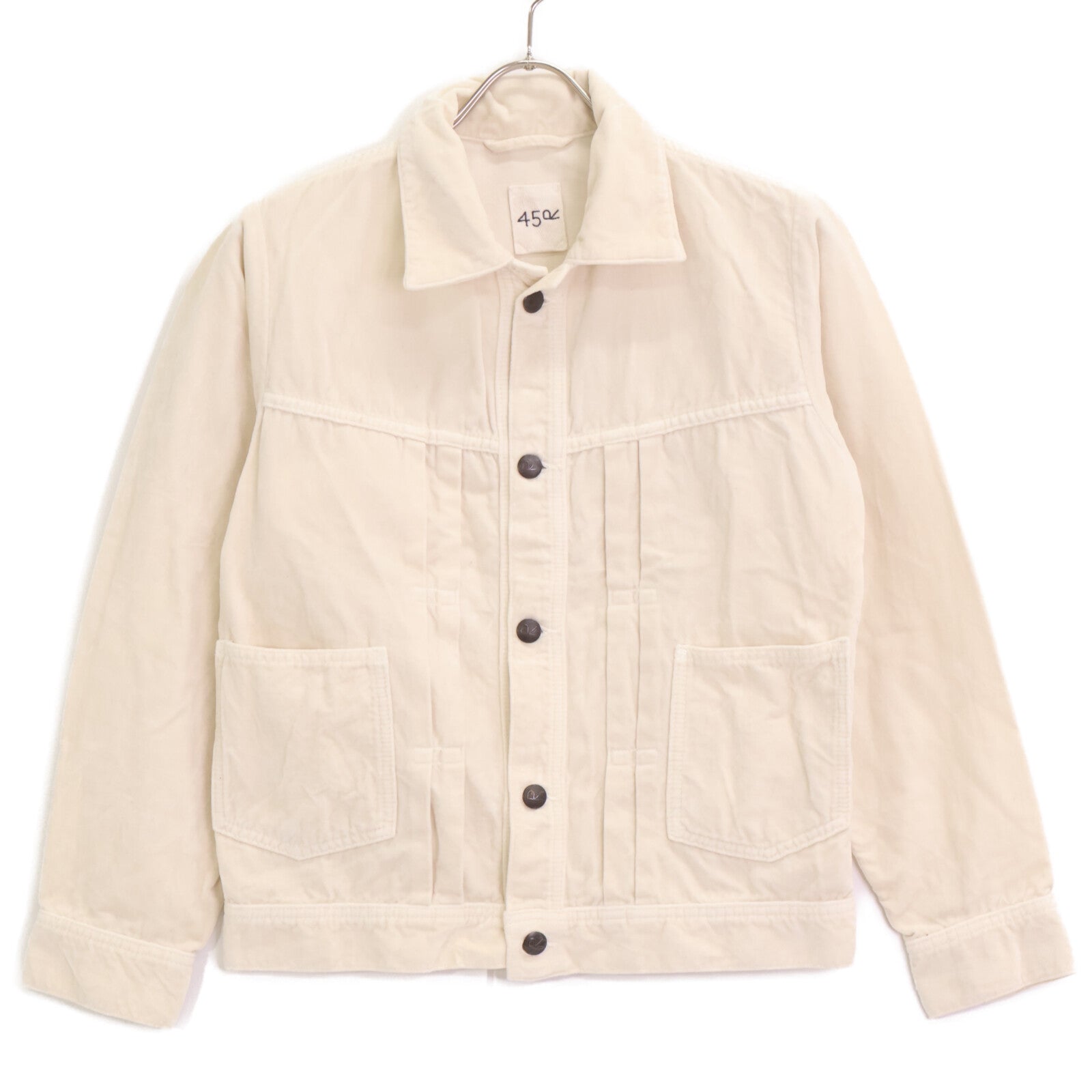 45R 8121038 White Velour Corduroy 908G Jean Jacket 2 Women's