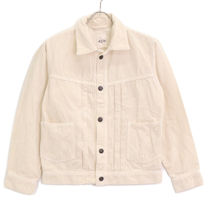 45R 8121038 White Velour Corduroy 908G Jean Jacket 2 Women's