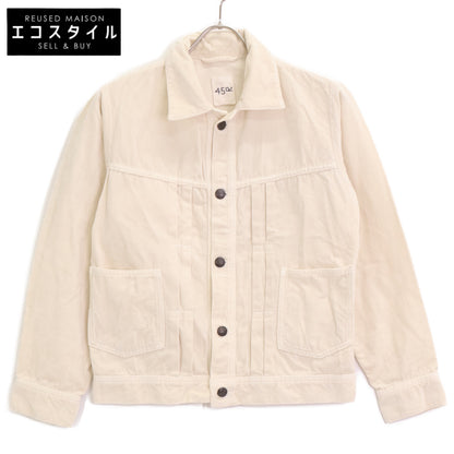 45R 8121038 White Velour Corduroy 908G Jean Jacket 2 Women's