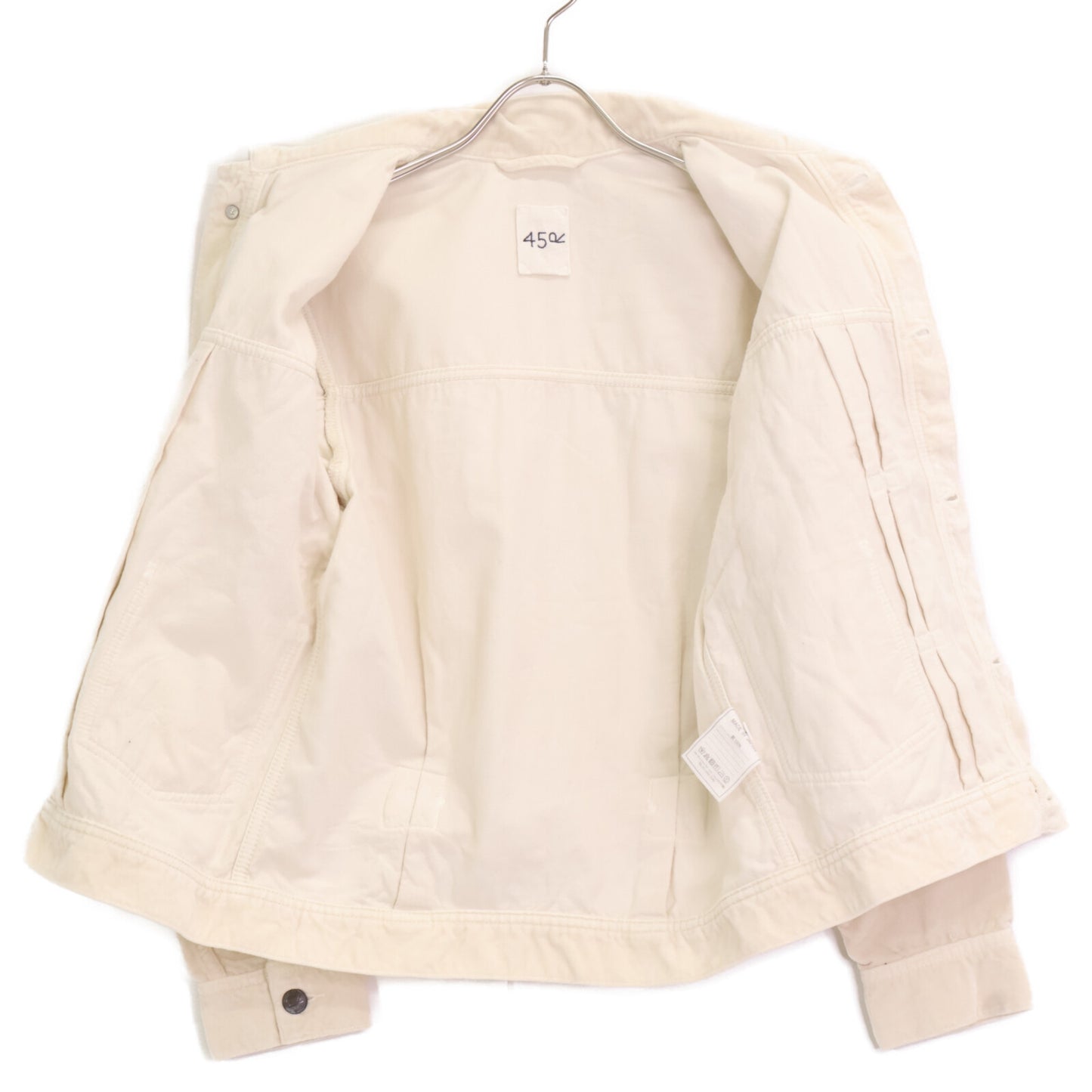 45R 8121038 White Velour Corduroy 908G Jean Jacket 2 Women's