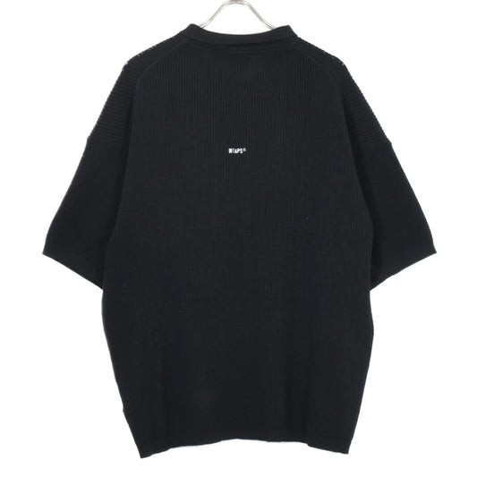WTAPS ダブルタップス 25年製 ブラック ワッフルニット ショートスリーブ ポロシャツ トップス