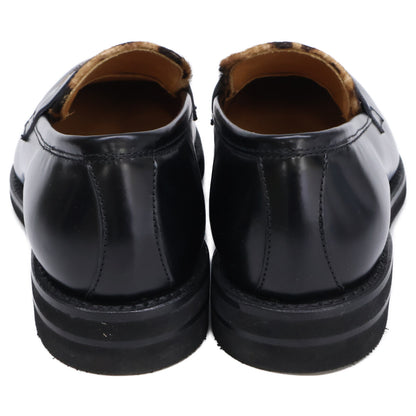Berwick 【Like New】 Leather×Leopard-Print Calf-Hair Penny Loafers Shoes