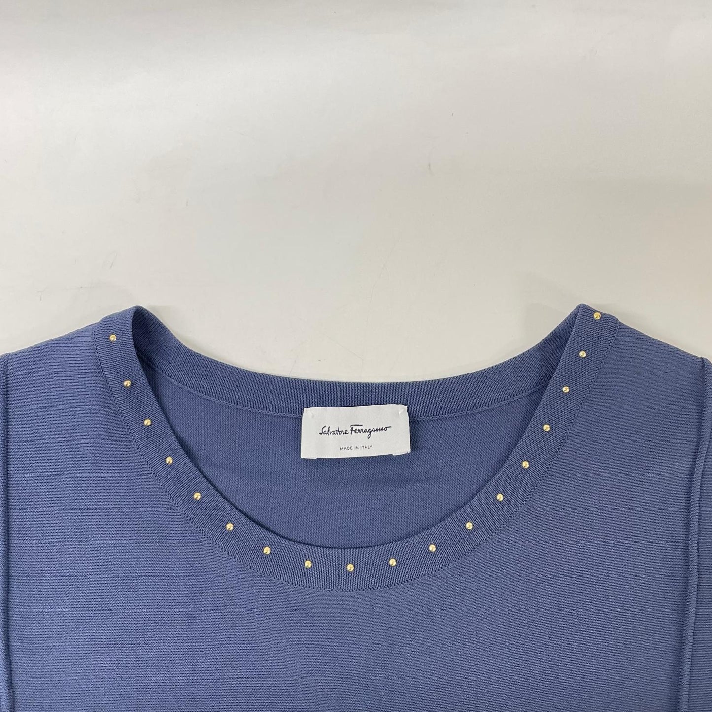 SalvatoreFerragamo サルバトーレフェラガモ 0718918 グリーン レーヨン×ナイロン スタッズデザイン ショートスリーブニットワンピース ワンピース