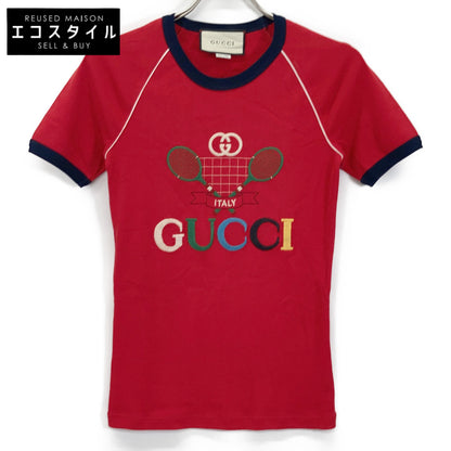 GUCCI グッチ 574386 レッド テニス コットンジャージーTシャツ トップス
