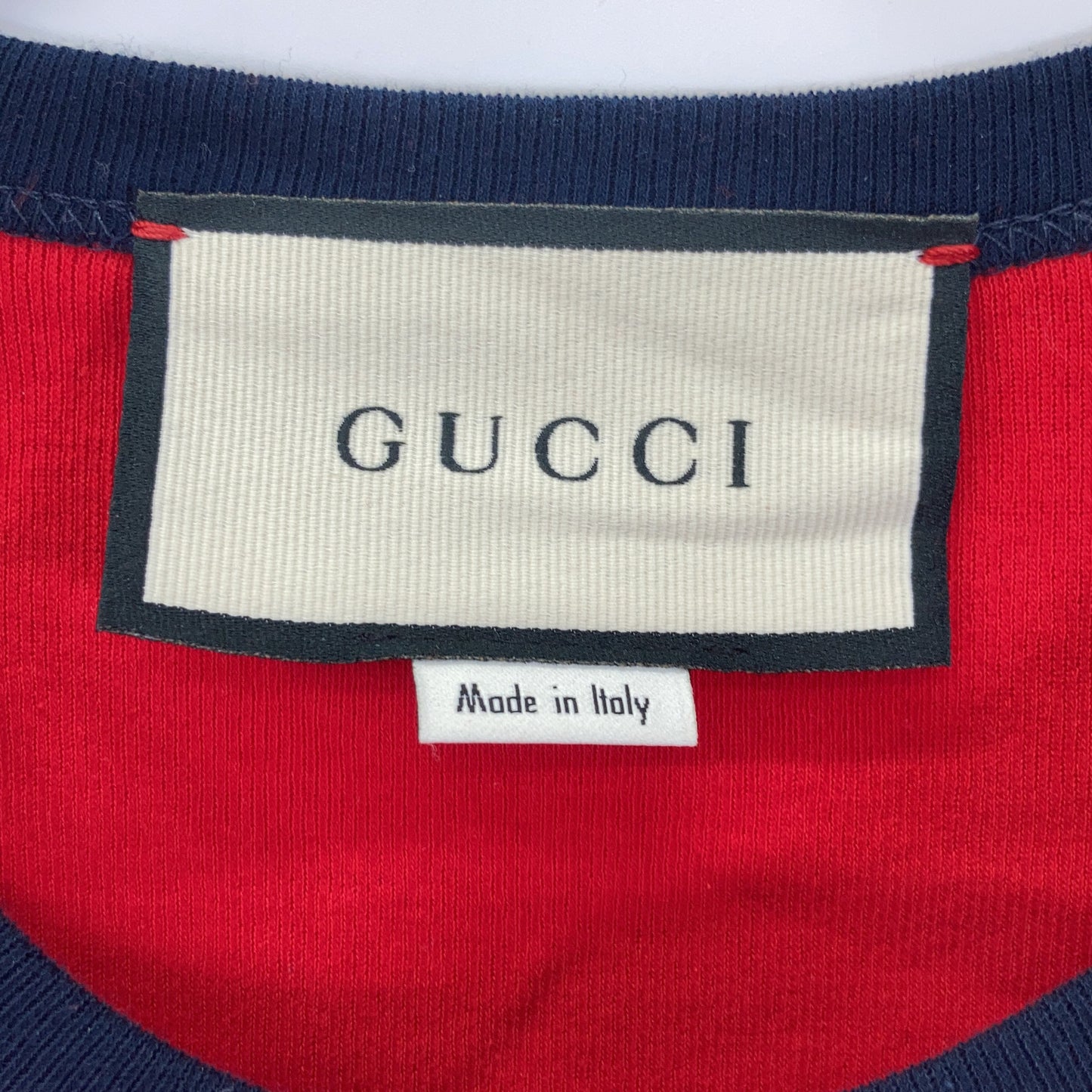 GUCCI 古驰 574386 红色网球棉质平纹针织T恤上衣