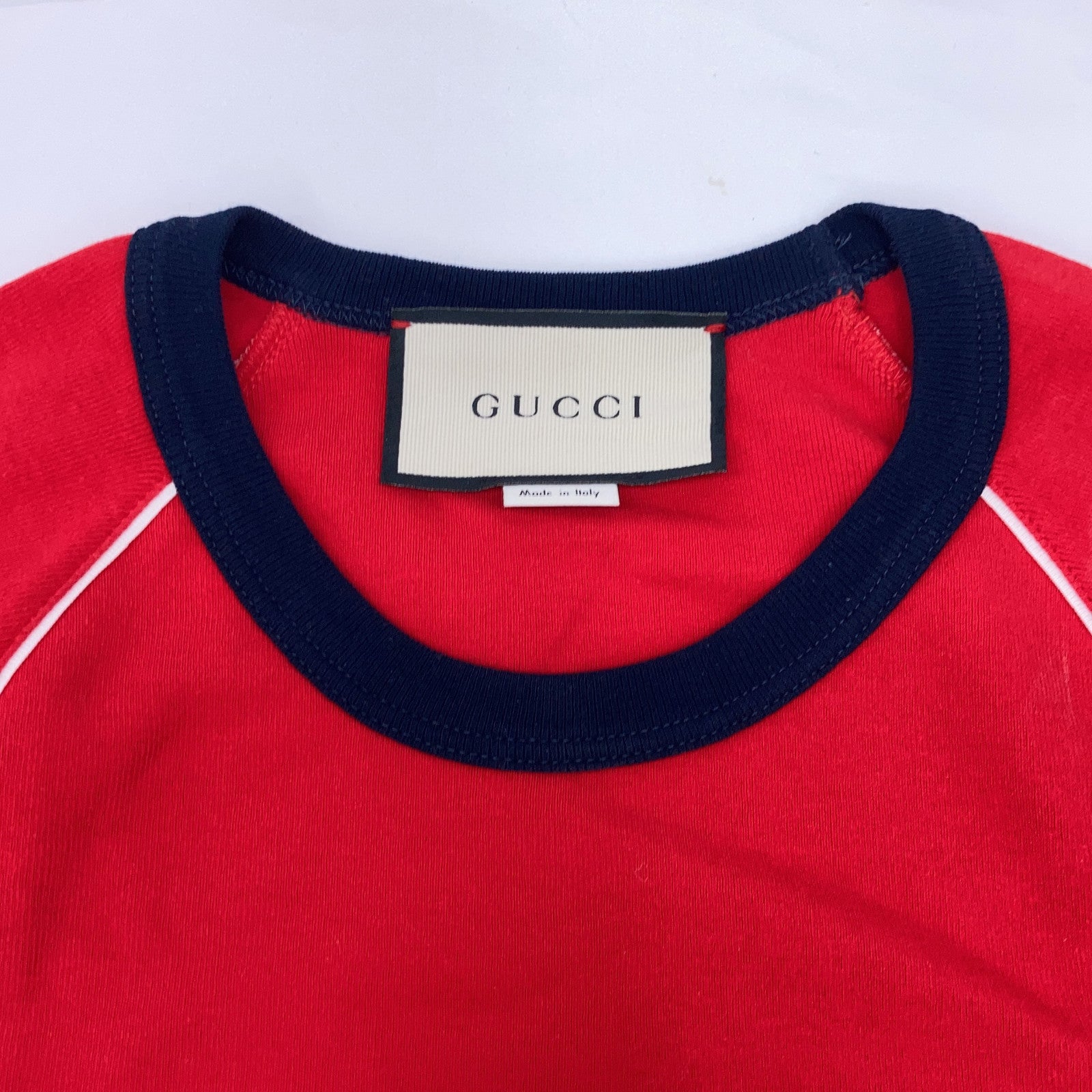 GUCCI 古驰 574386 红色网球棉质平纹针织T恤上衣