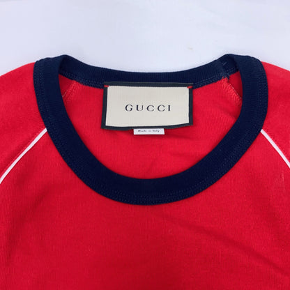 GUCCI 古驰 574386 红色网球棉质平纹针织T恤上衣