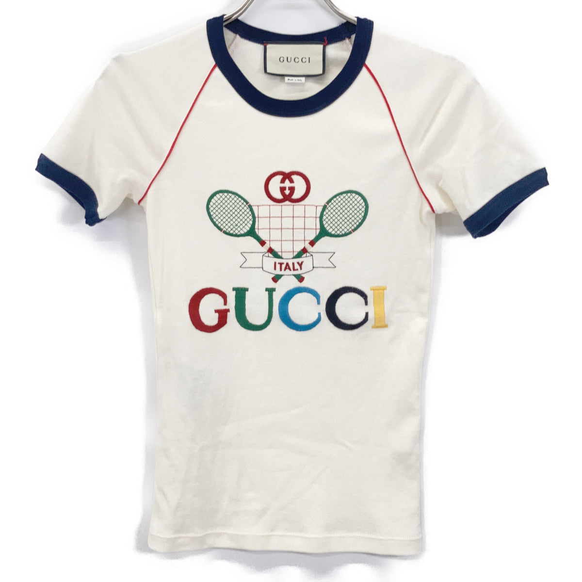 GUCCI グッチ 574386 ホワイト テニス コットンジャージーTシャツ トップス
