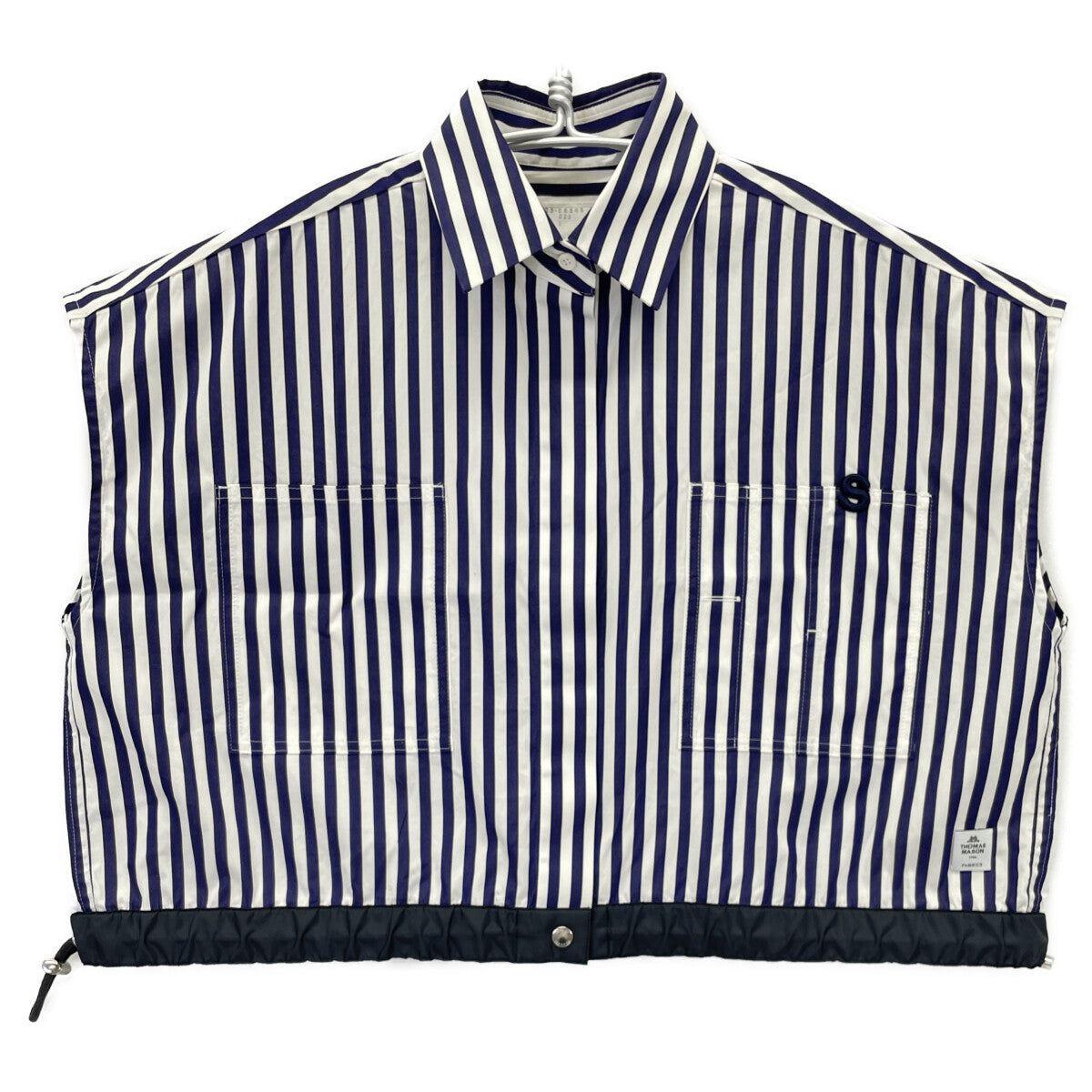 sacai sacai 23-06505 23SS 蓝白 Thomas Mason 条纹短袖衬衫 上衣