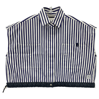 sacai sacai 23-06505 23SS 蓝白 Thomas Mason 条纹短袖衬衫 上衣