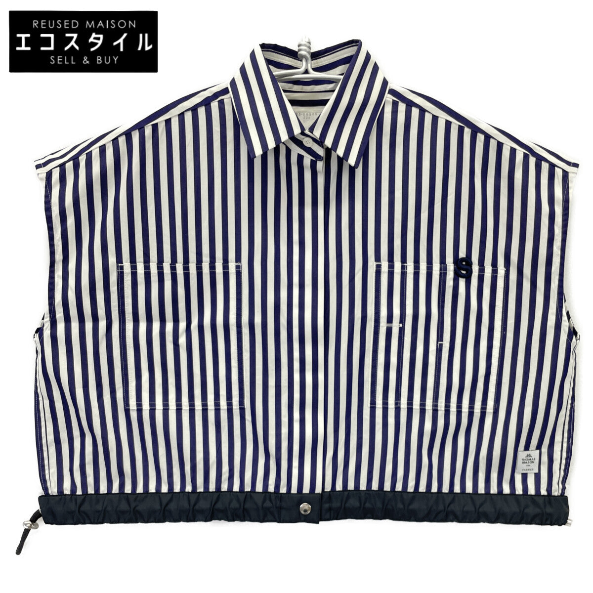 sacai sacai 23-06505 23SS 蓝白 Thomas Mason 条纹短袖衬衫 上衣