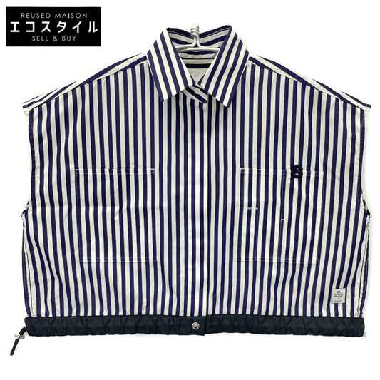 sacai sacai 23-06505 23SS 蓝白 Thomas Mason 条纹短袖衬衫 上衣