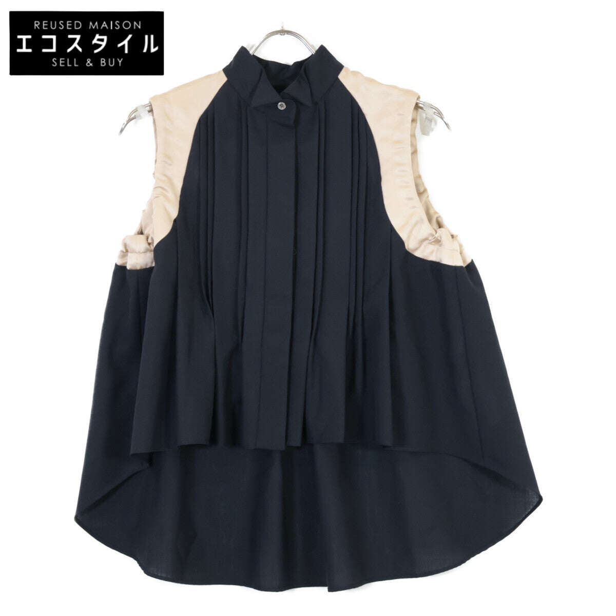 sacai サカイ 22-06039 22SS 黑色 Suiting Mix Shirt 无袖衬衫 女士上衣