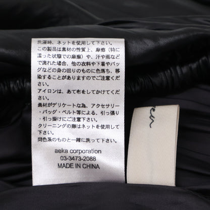 louren Lauren Black Gathered Hem Satin Pleated Long Skirt S