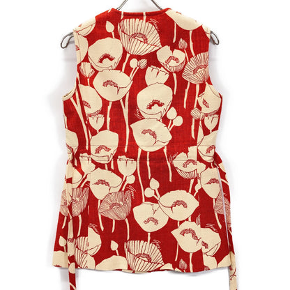 GUCCI 652265 21 Red 100% Silk Poppy Flower Jacquard Gilet Vest