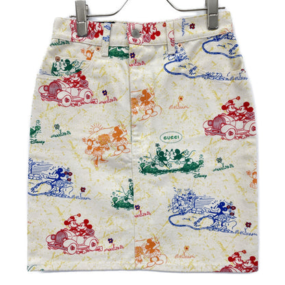 GUCCI x Disney 539778 Ivory Colorful Print Mini Denim Skirt