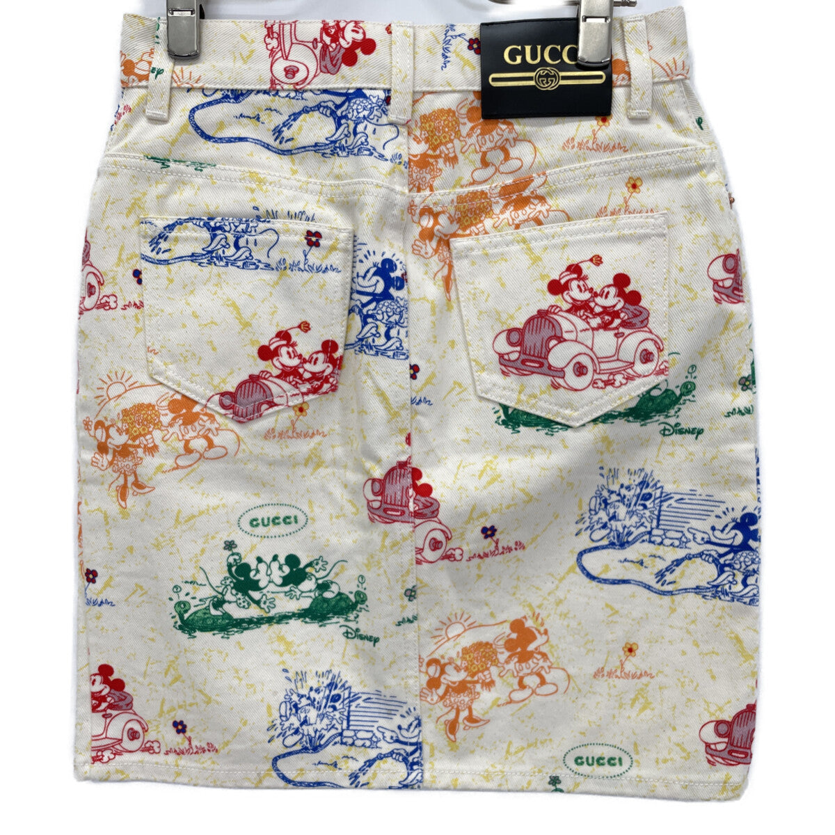 GUCCI 古驰 【×迪士尼】539778 象牙白 彩色印花迷你牛仔裙 半身裙
