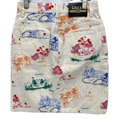 GUCCI グッチ 【×ディズニー】539778 アイボリー カラフルプリントミニデニムスカート スカート