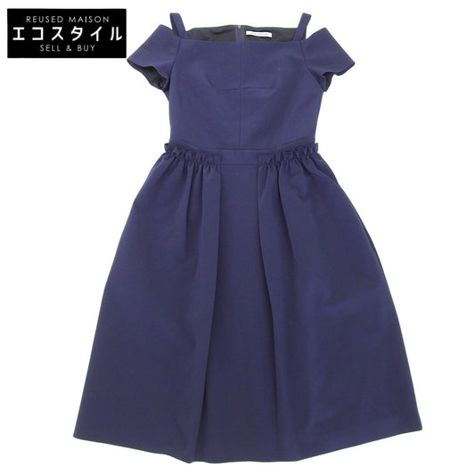 FOXEY NEW YORK フォクシーニューヨーク 美品 トリアセテート エレガンスサマー ドレス ワンピース レディース ネイビー 38 37324-NAOFI103T ワンピース