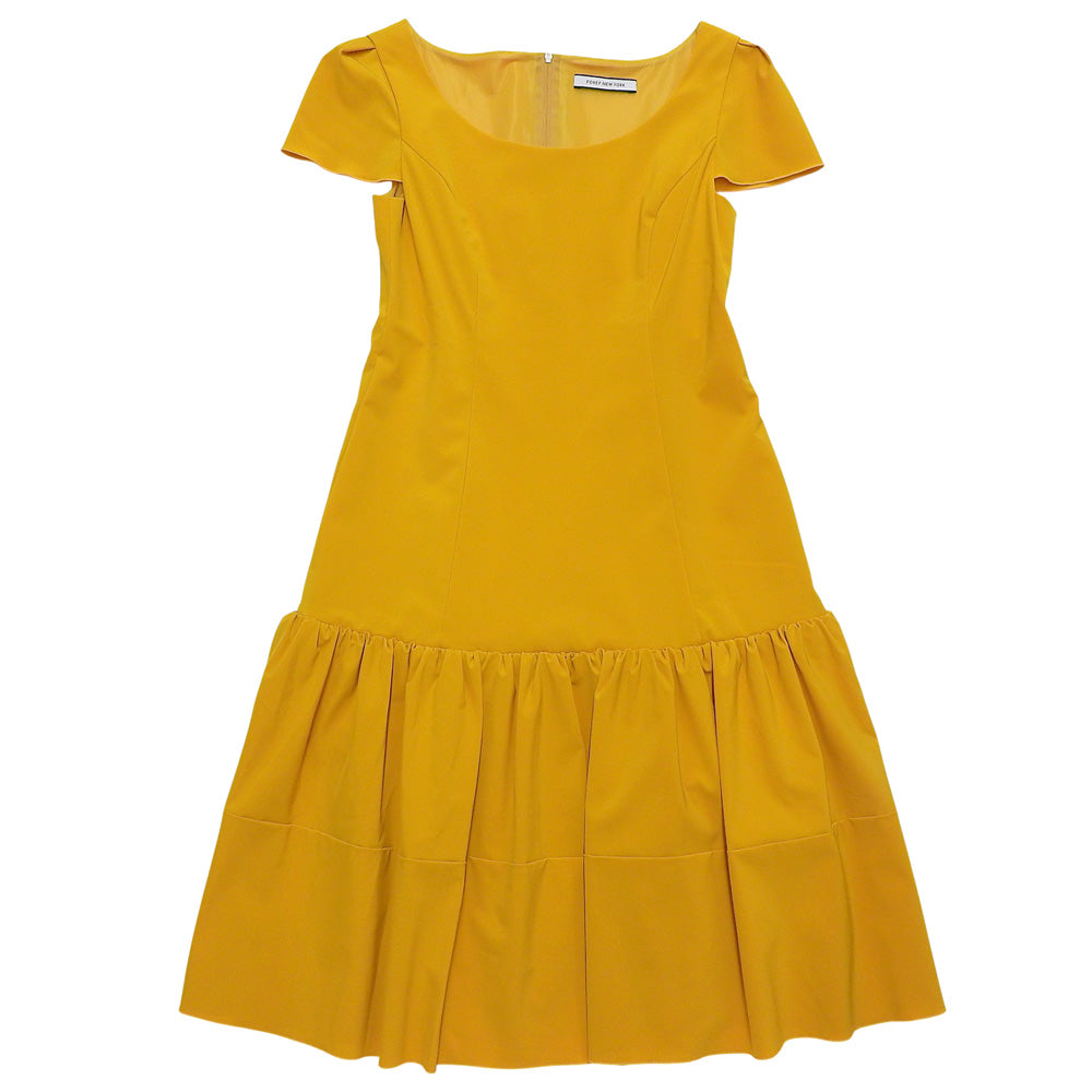 FOXEY NEW YORK Sleeveless Dress Yellow 38 38336-NSOFN115L Beautiful Condition Polyester Frill Design