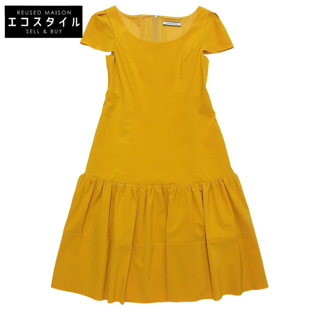 FOXEY NEW YORK Sleeveless Dress Yellow 38 38336-NSOFN115L Beautiful Condition Polyester Frill Design