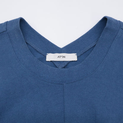 【SALE】 ATON blue SUVIN AIR SPINNING FLARED DRESS one-piece dress