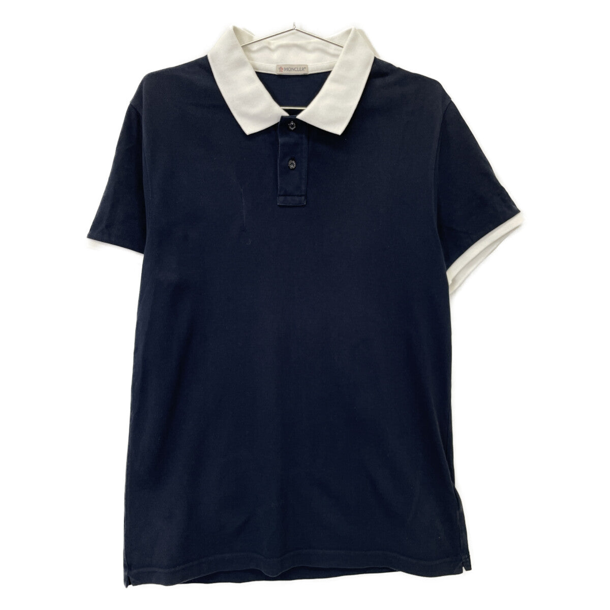 MONCLER 盟可睐 国内正品 MAGLIA POLO MANICA CORTA 海军蓝×白色 棉质 徽章标识 Polo衫 上衣