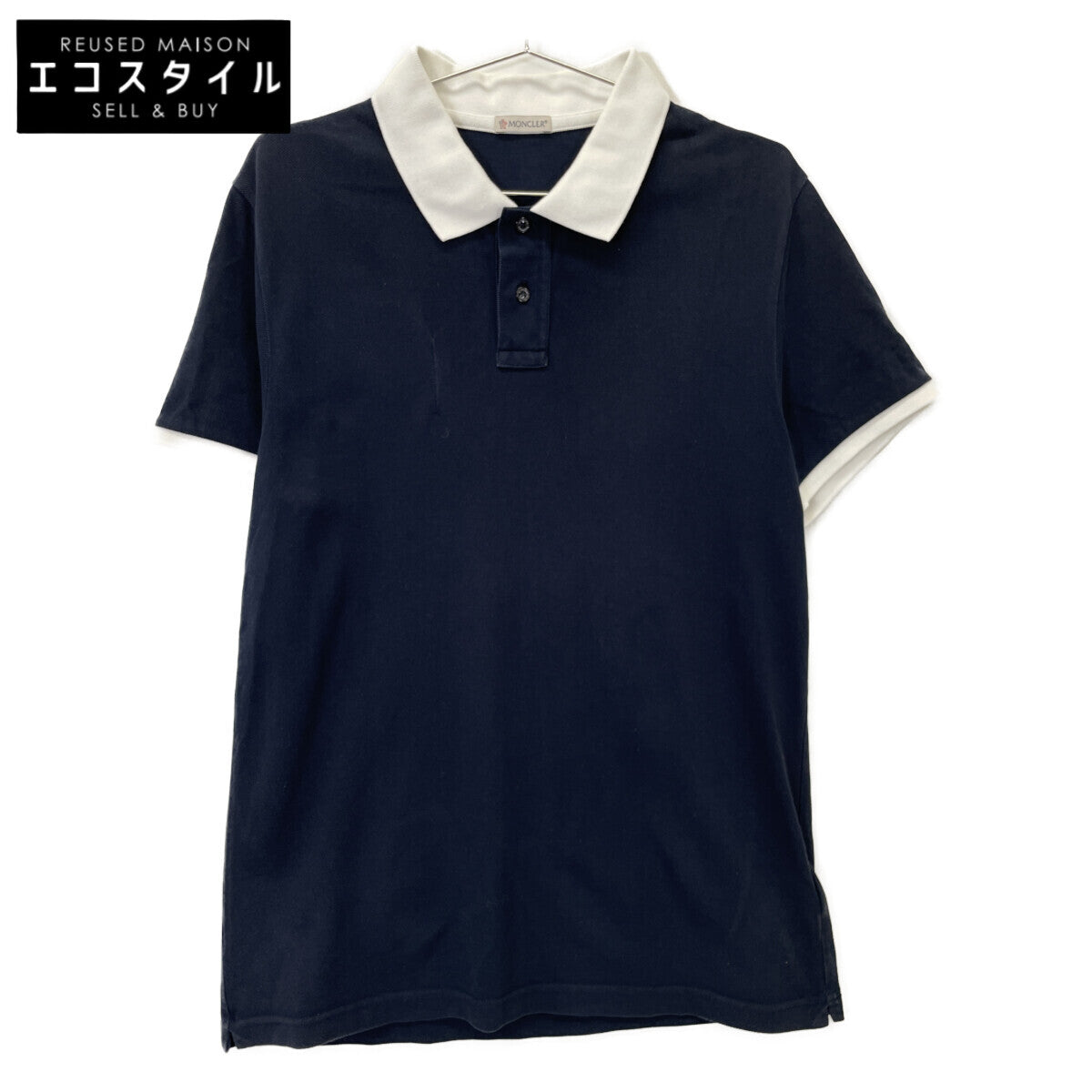 MONCLER 盟可睐 国内正品 MAGLIA POLO MANICA CORTA 海军蓝×白色 棉质 徽章标识 Polo衫 上衣