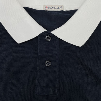 MONCLER 盟可睐 国内正品 MAGLIA POLO MANICA CORTA 海军蓝×白色 棉质 徽章标识 Polo衫 上衣
