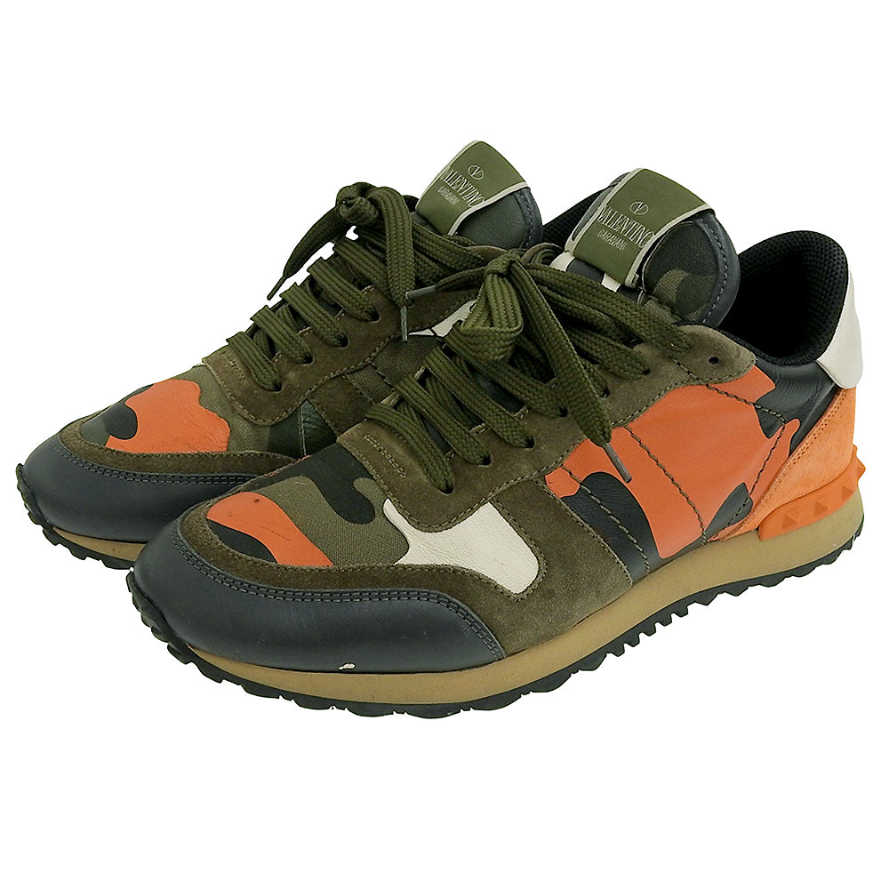 Valentino Garavani ヴァレンティノガラヴァーニ スエード カモフラスニーカー シューズ メンズ オレンジ×マルチカラー 40 FN723Y2 シューズ 40 メンズ