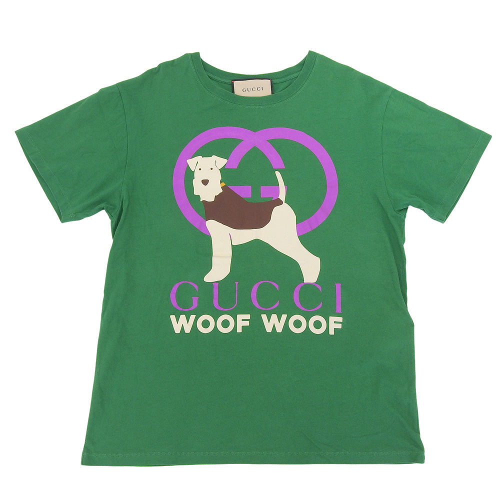 GUCCI 古驰 WOOF WOOF 狗狗印花棉质T恤 女士 绿色 S 上衣