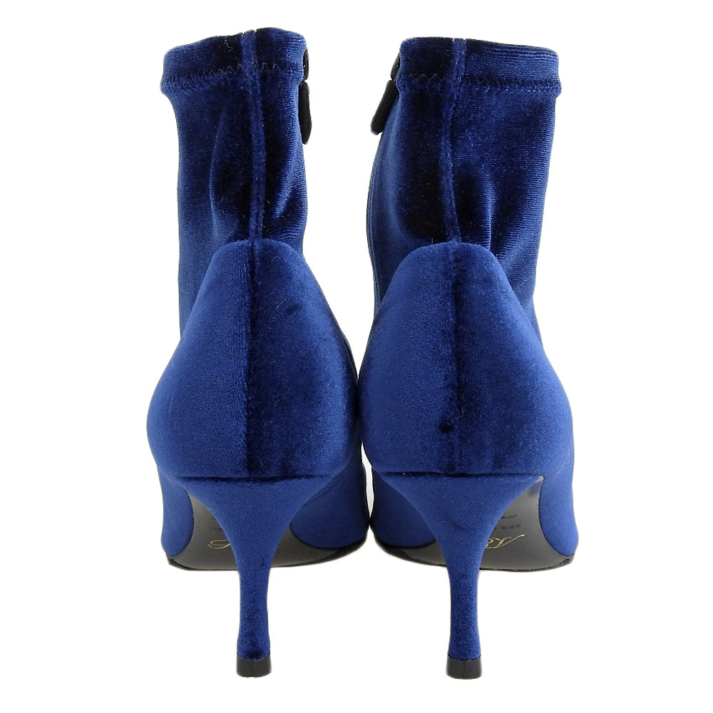 Roger Vivier ロジェヴィヴィエ 新品同様 ビジュークリスタル フラワーストラスバックル ベルベット サイドジップ ヒールブーツ 36 1/2 シューズ