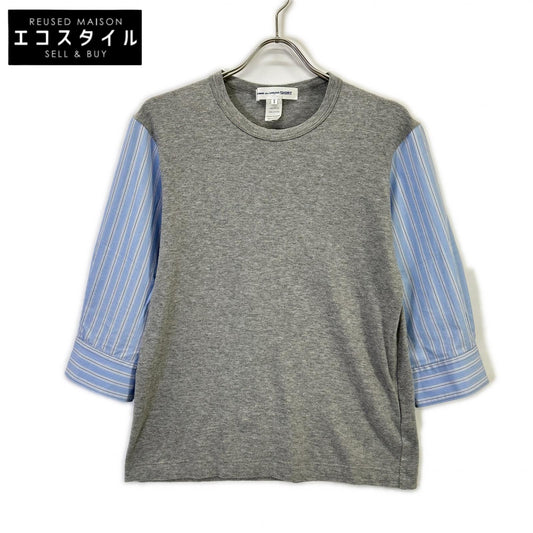 COMME des GARCONS SHIRT コムデギャルソンシャツ S20101 グレー フランス製 ストライプ 切り替えカットソー トップス