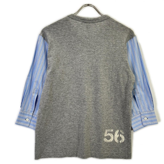 COMME des GARCONS SHIRT コムデギャルソンシャツ S20101 グレー フランス製 ストライプ 切り替えカットソー トップス