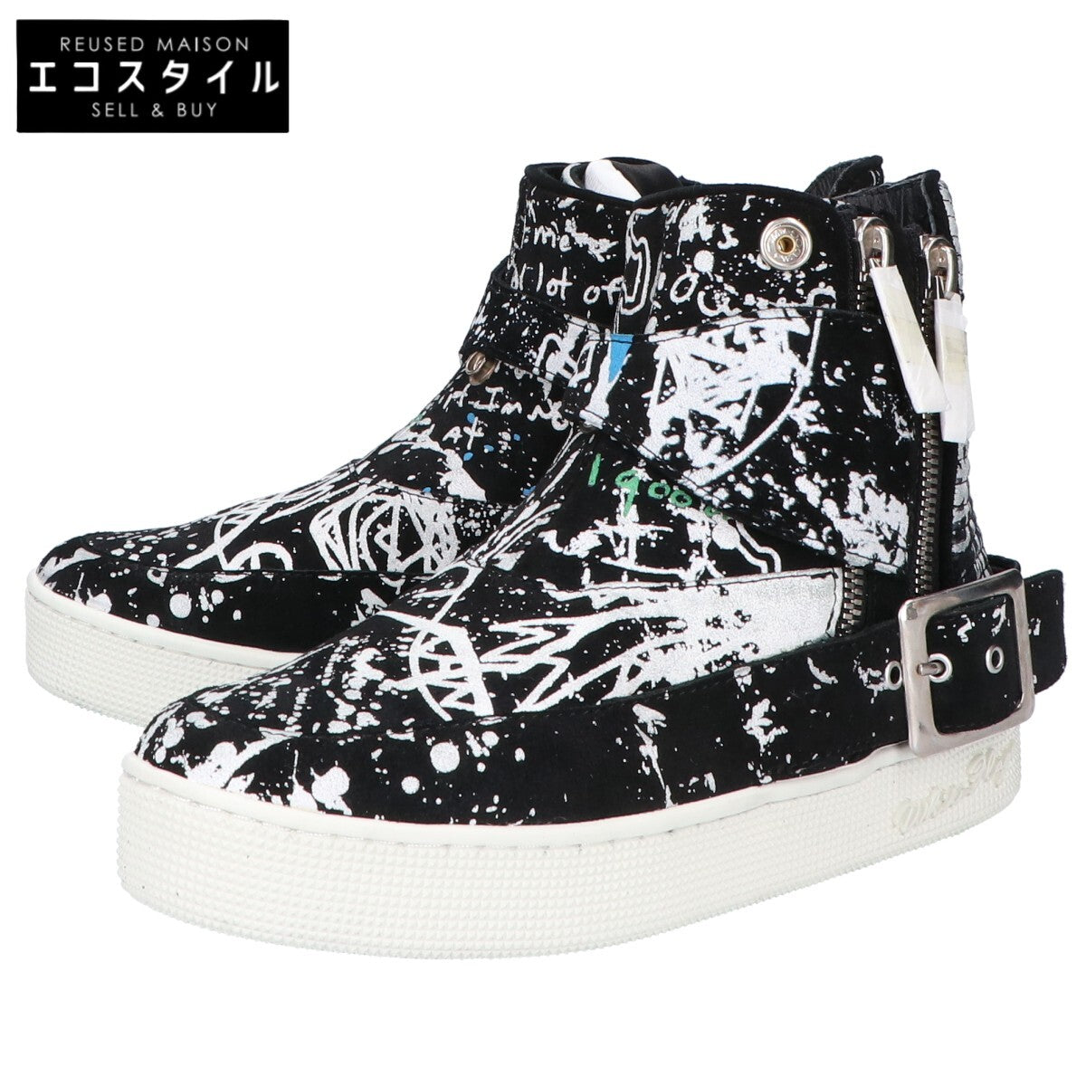 WHITE FLAGS White Flags [x haculla] Paint Design High-Top Sneakers Shoes 24.5 Men's