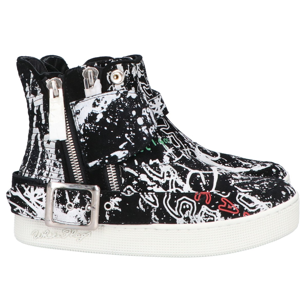 WHITE FLAGS White Flags [x haculla] Paint Design High-Top Sneakers Shoes 24.5 Men's