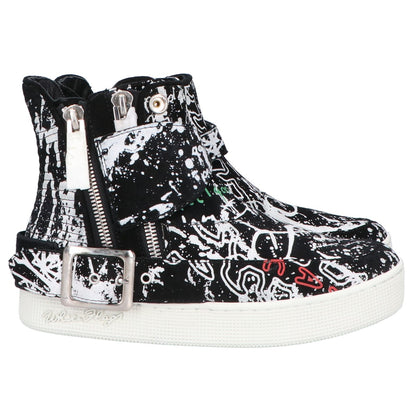 WHITE FLAGS White Flags [x haculla] Paint Design High-Top Sneakers Shoes 24.5 Men's