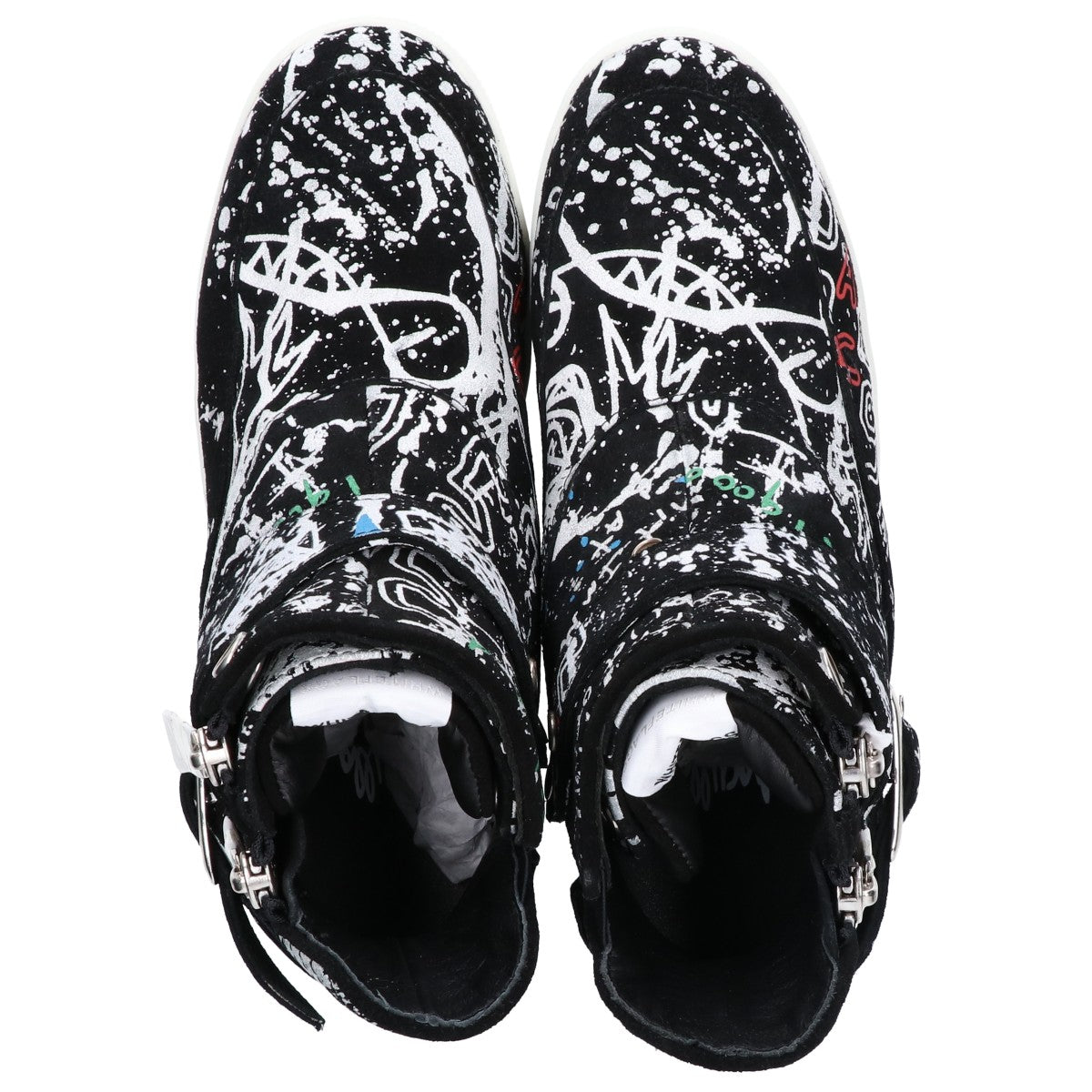 WHITE FLAGS White Flags [x haculla] Paint Design High-Top Sneakers Shoes 24.5 Men's