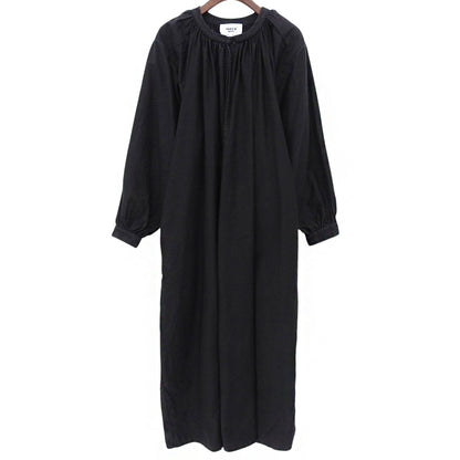 长袖褶皱连衣裙 女士棉麻黑色 M 98159 连衣裙 M 女士