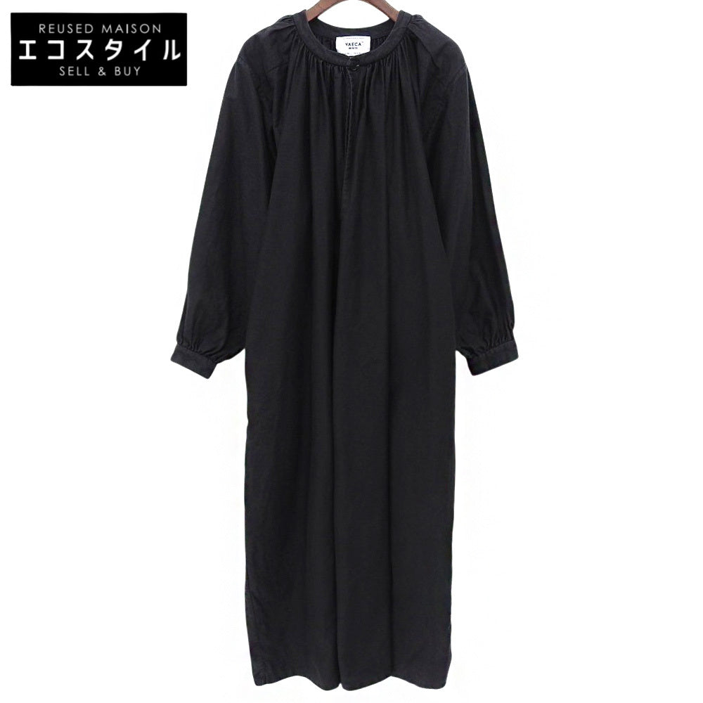 长袖褶皱连衣裙 女士棉麻黑色 M 98159 连衣裙 M 女士