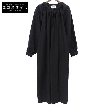 长袖褶皱连衣裙 女士棉麻黑色 M 98159 连衣裙 M 女士