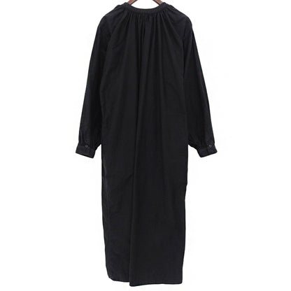 长袖褶皱连衣裙 女士棉麻黑色 M 98159 连衣裙 M 女士