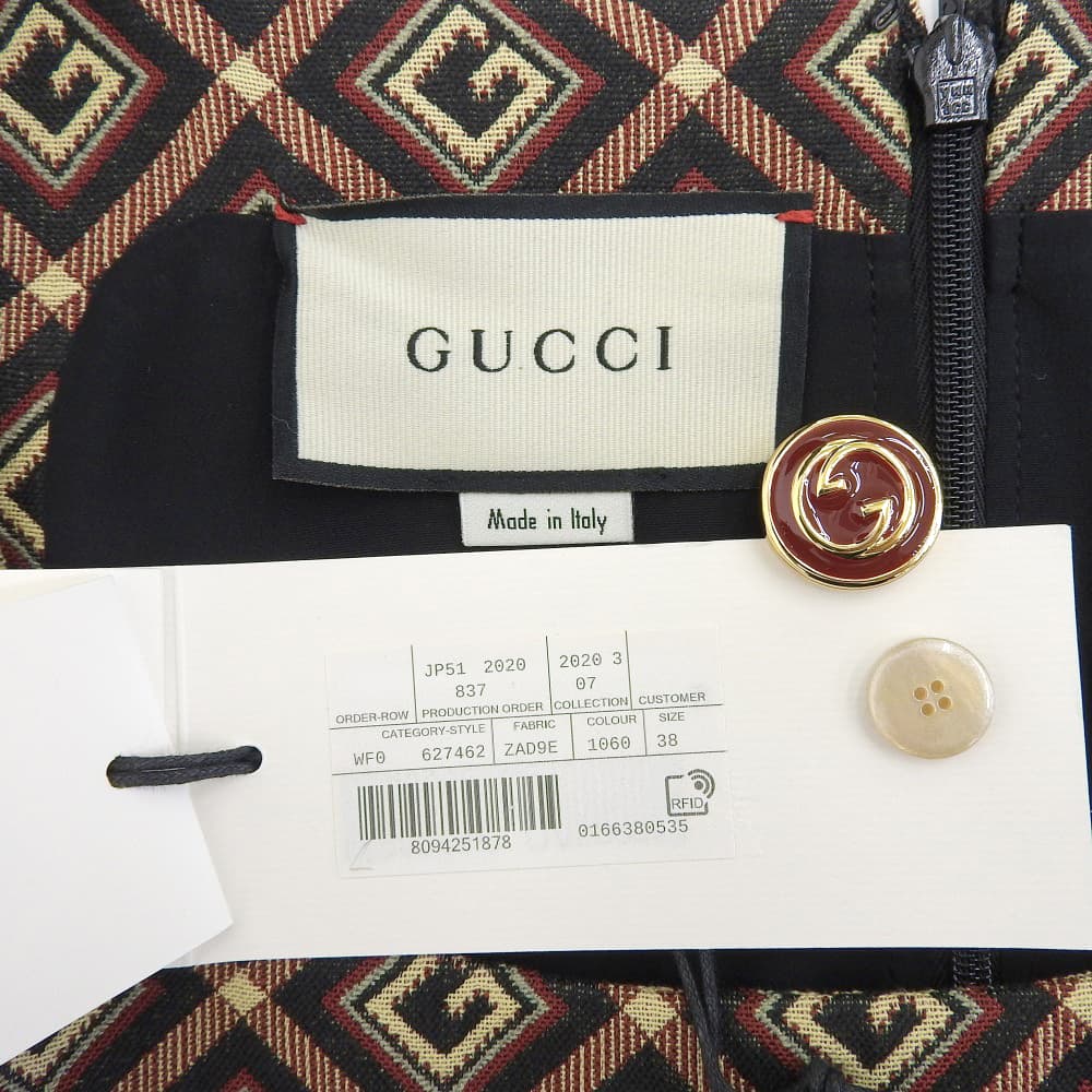 GUCCI 古驰 未使用 G提花短款连体衣 女士 棕色×黑色 38 627462 20年 背带裤 连体衣