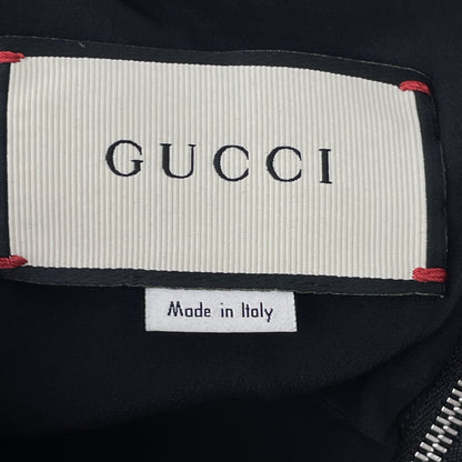 GUCCI 572304 Navy Black Interlocking G Pearl Button Short Sleeve Dress