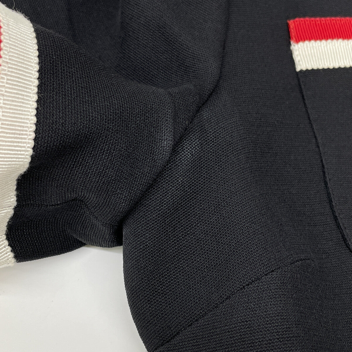 GUCCI 572304 Navy Black Interlocking G Pearl Button Short Sleeve Dress