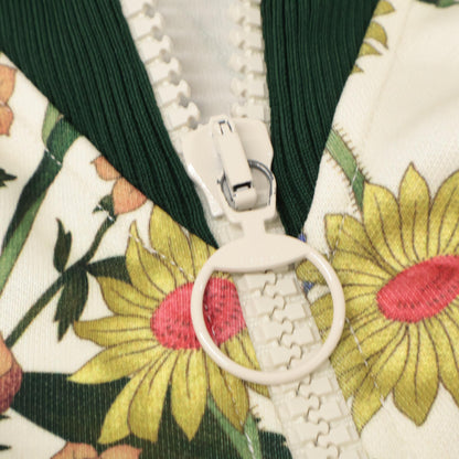 GUCCI 479538 17AW White Floral Print Frill Sleeve Jersey Dress