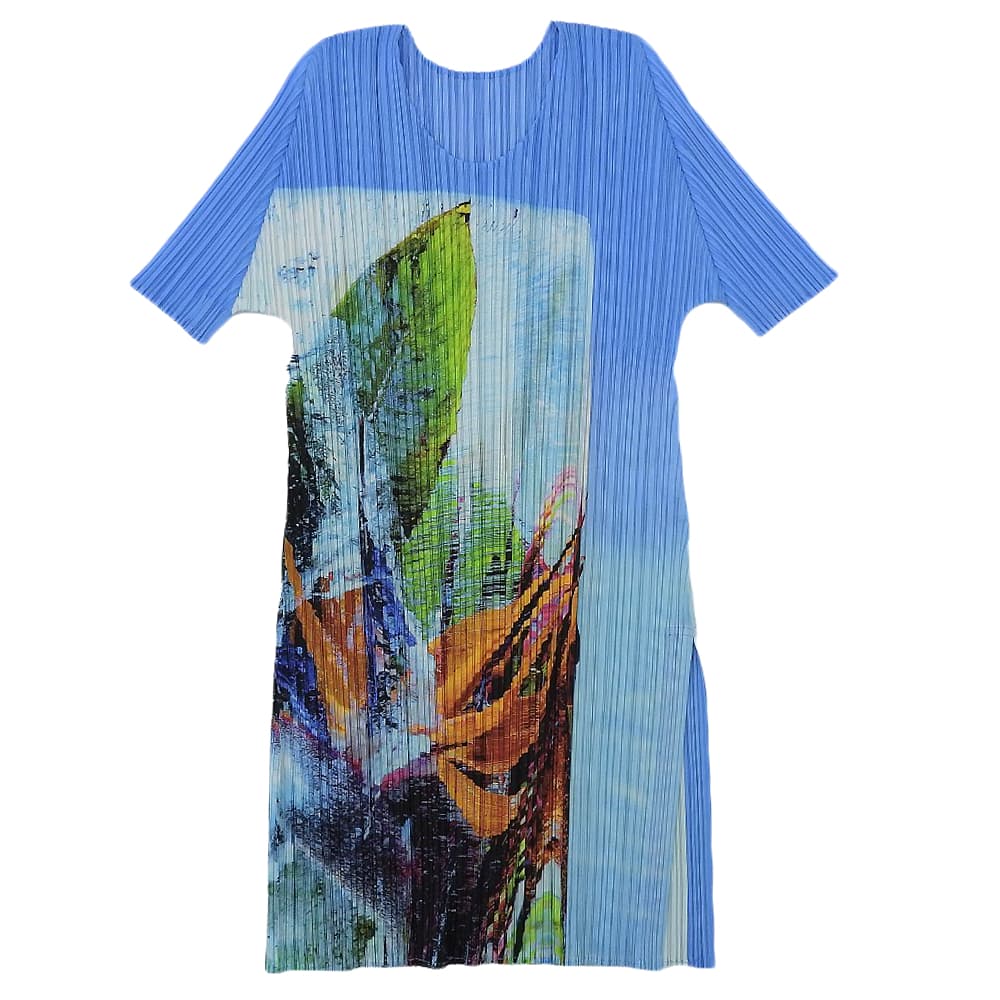 PLEATS PLEASE プリーツプリーズ 美品 ポリエステル Tropical Winter/トロピカルウィンター プリーツカットソー ブルー 3 PP33JT672 23AW トップス