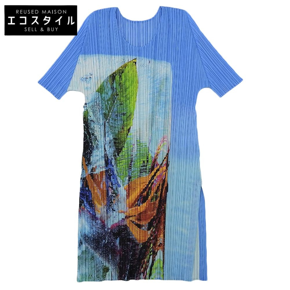 PLEATS PLEASE 百褶三宅一生 准新 涤纶 Tropical Winter/热带冬季 百褶上衣 蓝色 3 PP33JT672 23AW 上装