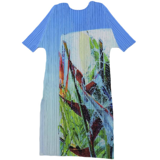 PLEATS PLEASE 百褶三宅一生 准新 涤纶 Tropical Winter/热带冬季 百褶上衣 蓝色 3 PP33JT672 23AW 上装